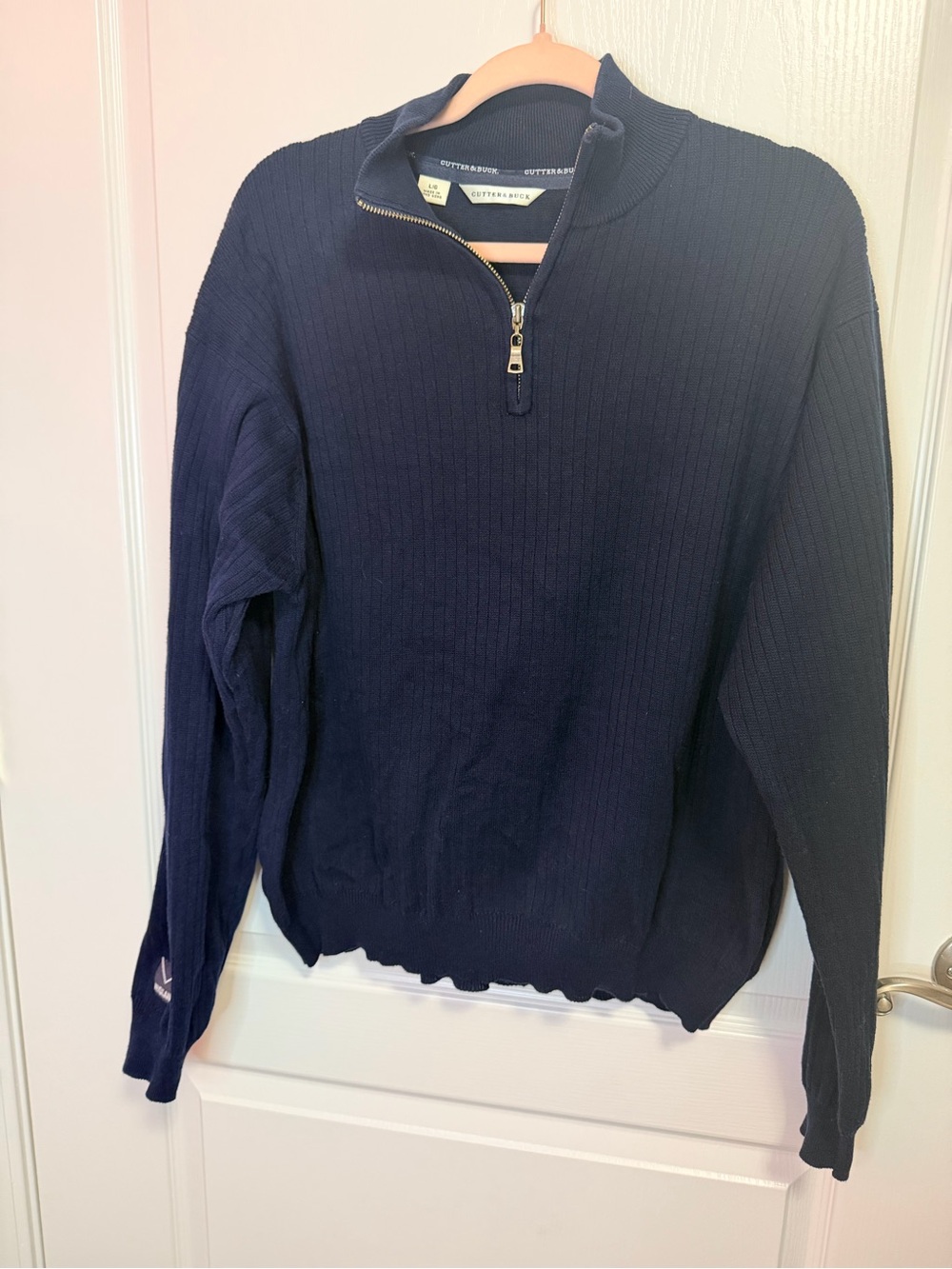 Cutter & Buck Navy Half-Zip Ribbed Sweater